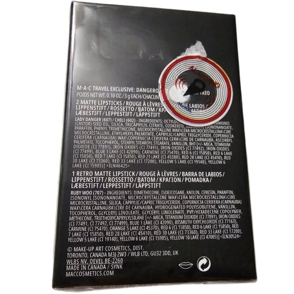 MAC Travel Exclusive Dangerous Reds Lipstick Trio Set Lady Danger/Ruby Woo/Chili - Picture 4 of 9